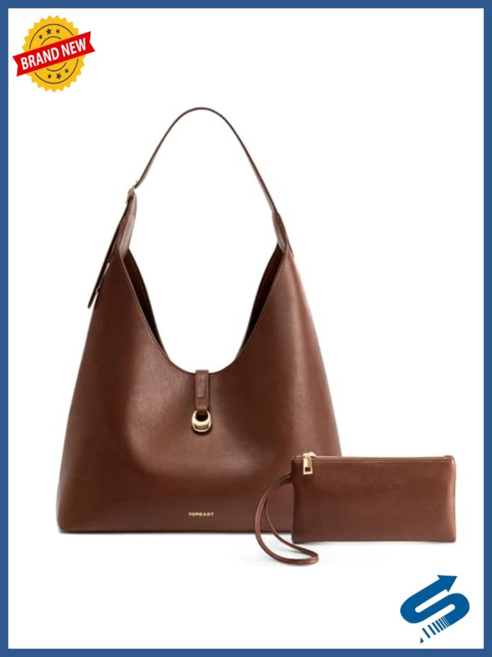 Large Slouchy Hobo Handbag with Wallet PU Leather Crescent Tote